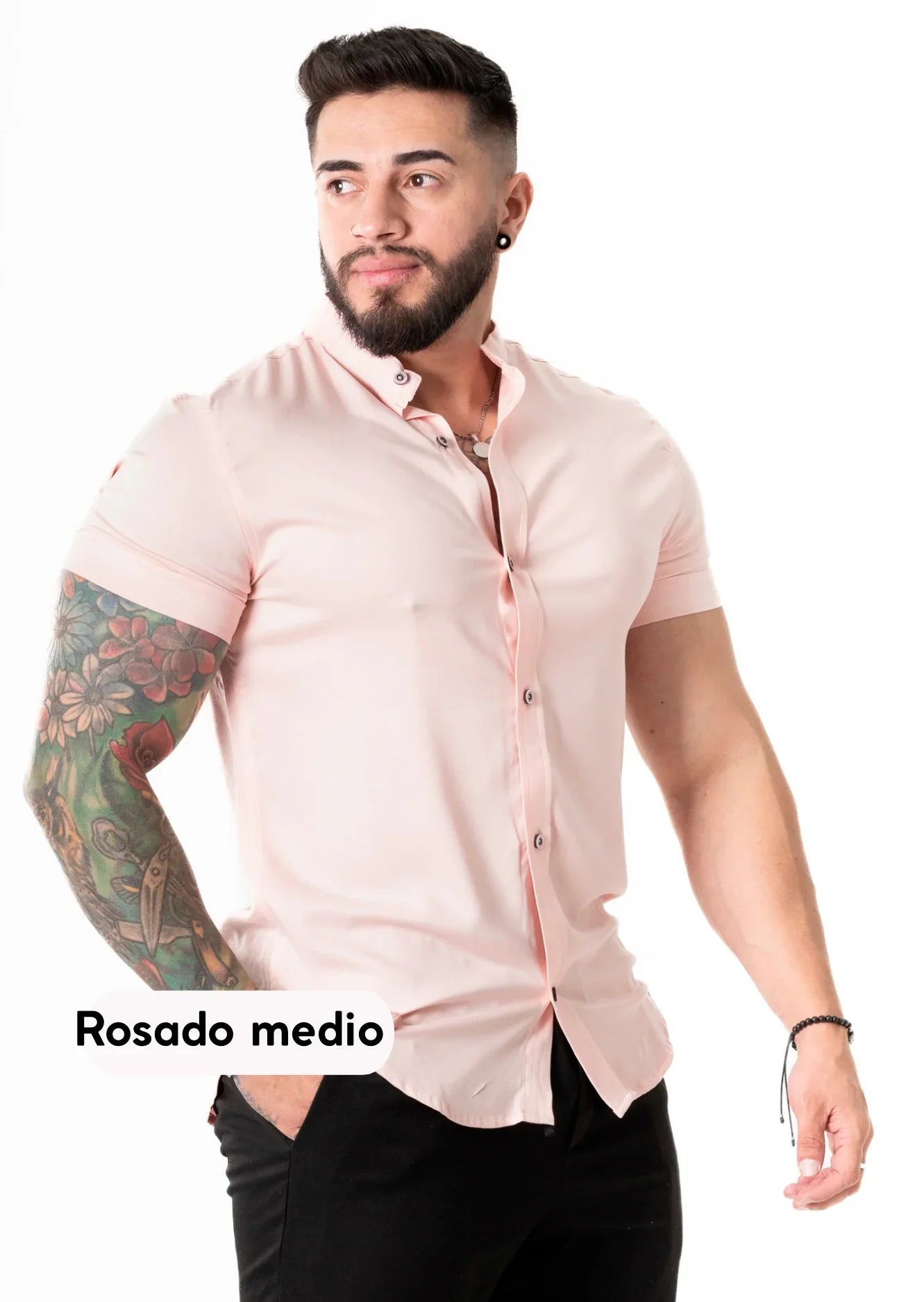 Camisa Chalis Rosado Medio Hombre - Cartedie