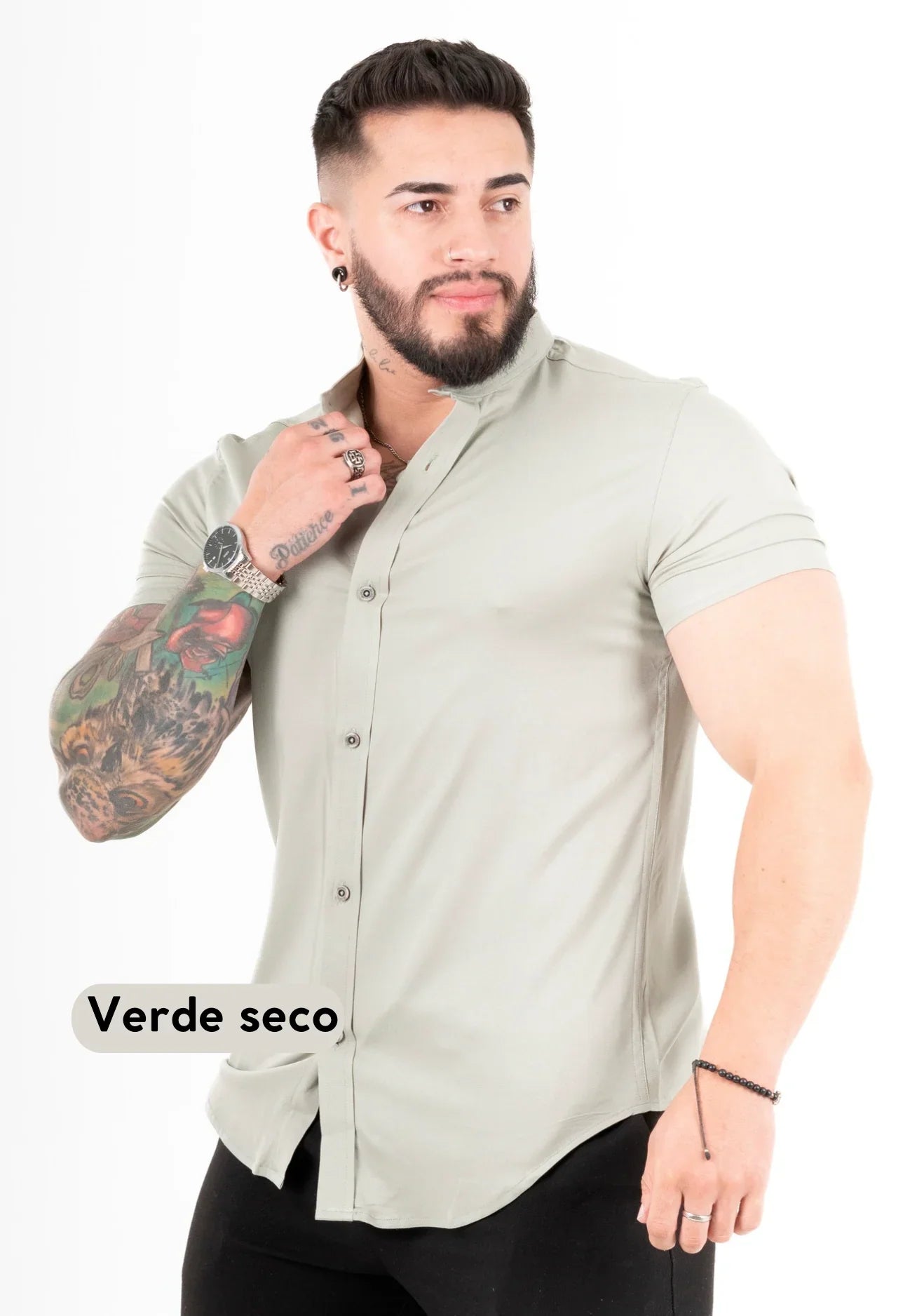 Camisa Chalis Verde Seco Hombre