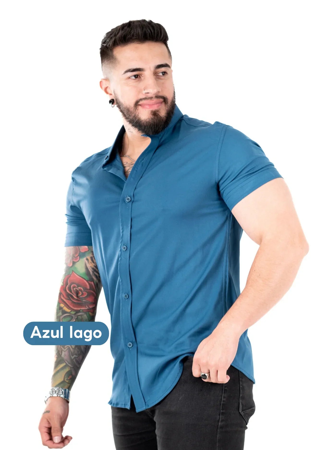 Camisa Chalis Azul Lago Hombre