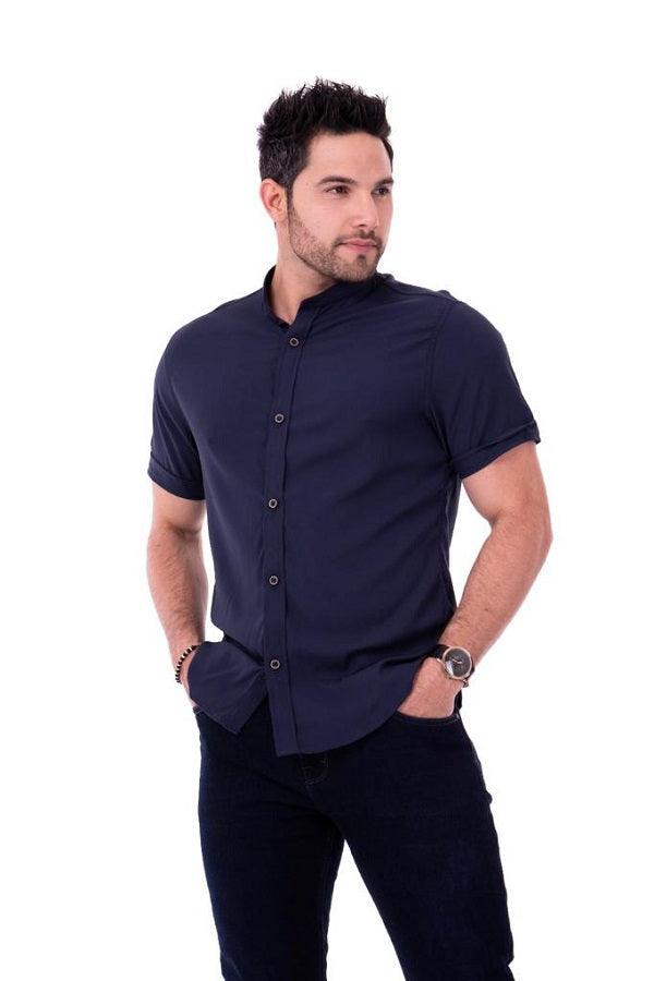CAMISAS CUELLO MAO MANGA CORTA HOMBRE - DIFERENTES COLORES - SEDA FRIA - BASICA - Cartedie