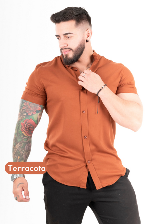 Camisa Chalis Terracota Hombre