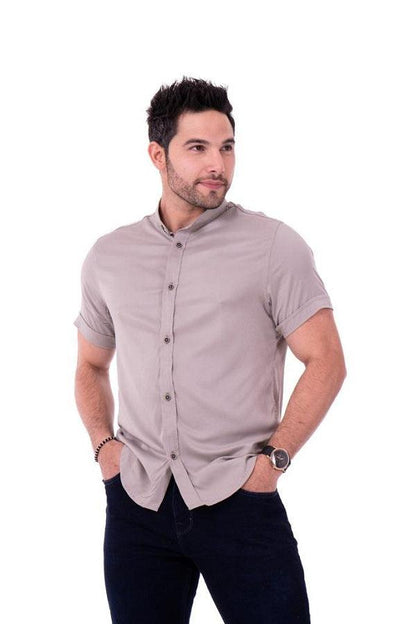 CAMISAS CUELLO MAO MANGA CORTA HOMBRE - DIFERENTES COLORES - SEDA FRIA - BASICA - Cartedie
