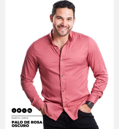 CAMISAS CUELLO MAO MANGA LARGA HOMBRE - DIFERENTES COLORES - SEDA FRIA - BASICA - Cartedie