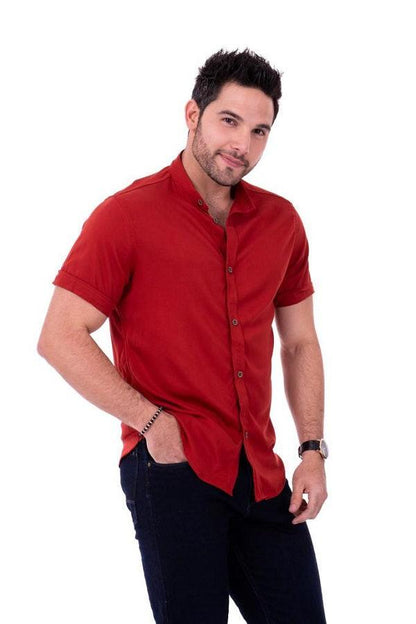 CAMISAS CUELLO MAO MANGA CORTA HOMBRE - DIFERENTES COLORES - SEDA FRIA - BASICA - Cartedie