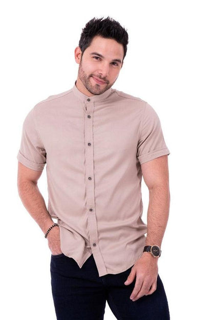 CAMISAS CUELLO MAO MANGA CORTA HOMBRE - DIFERENTES COLORES - SEDA FRIA - BASICA - Cartedie