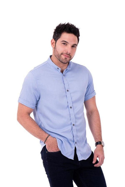 CAMISAS CUELLO MAO MANGA CORTA HOMBRE - DIFERENTES COLORES - SEDA FRIA - BASICA - Cartedie