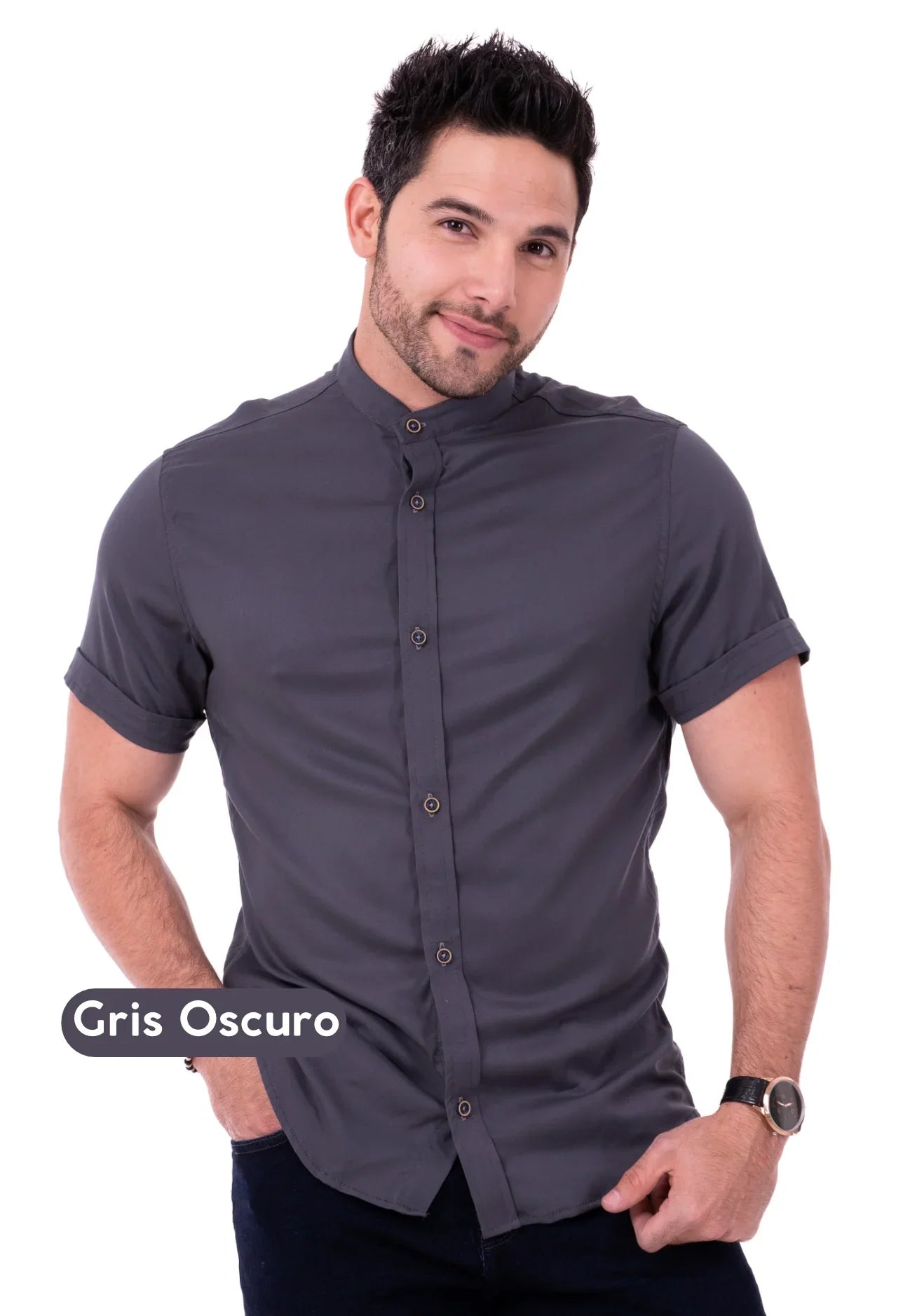 Camisa Chalis Gris Oscuro Hombre - Cartedie