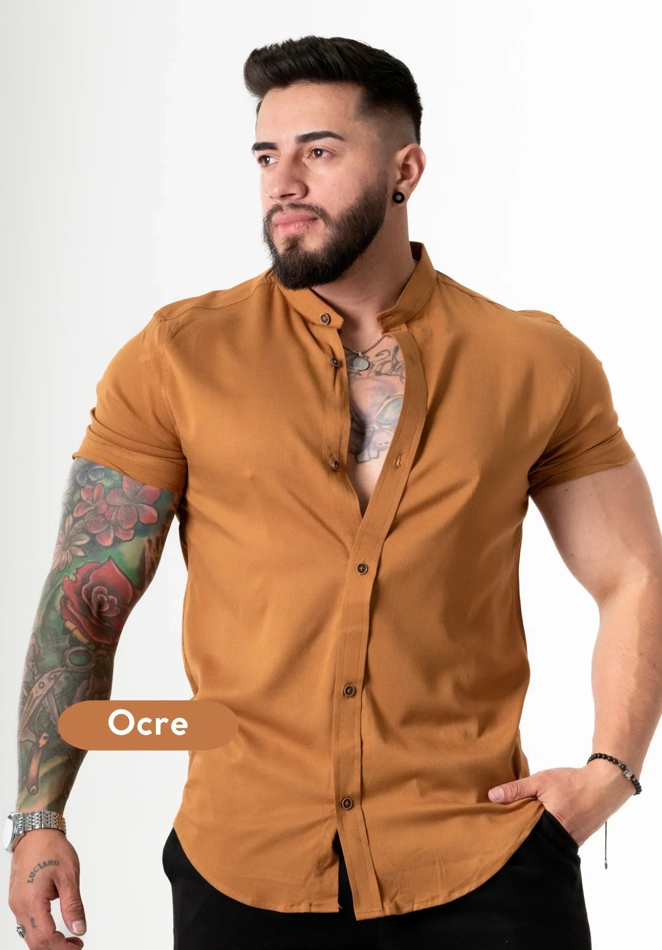 Camisa Chalis Ocre Hombre - Cartedie