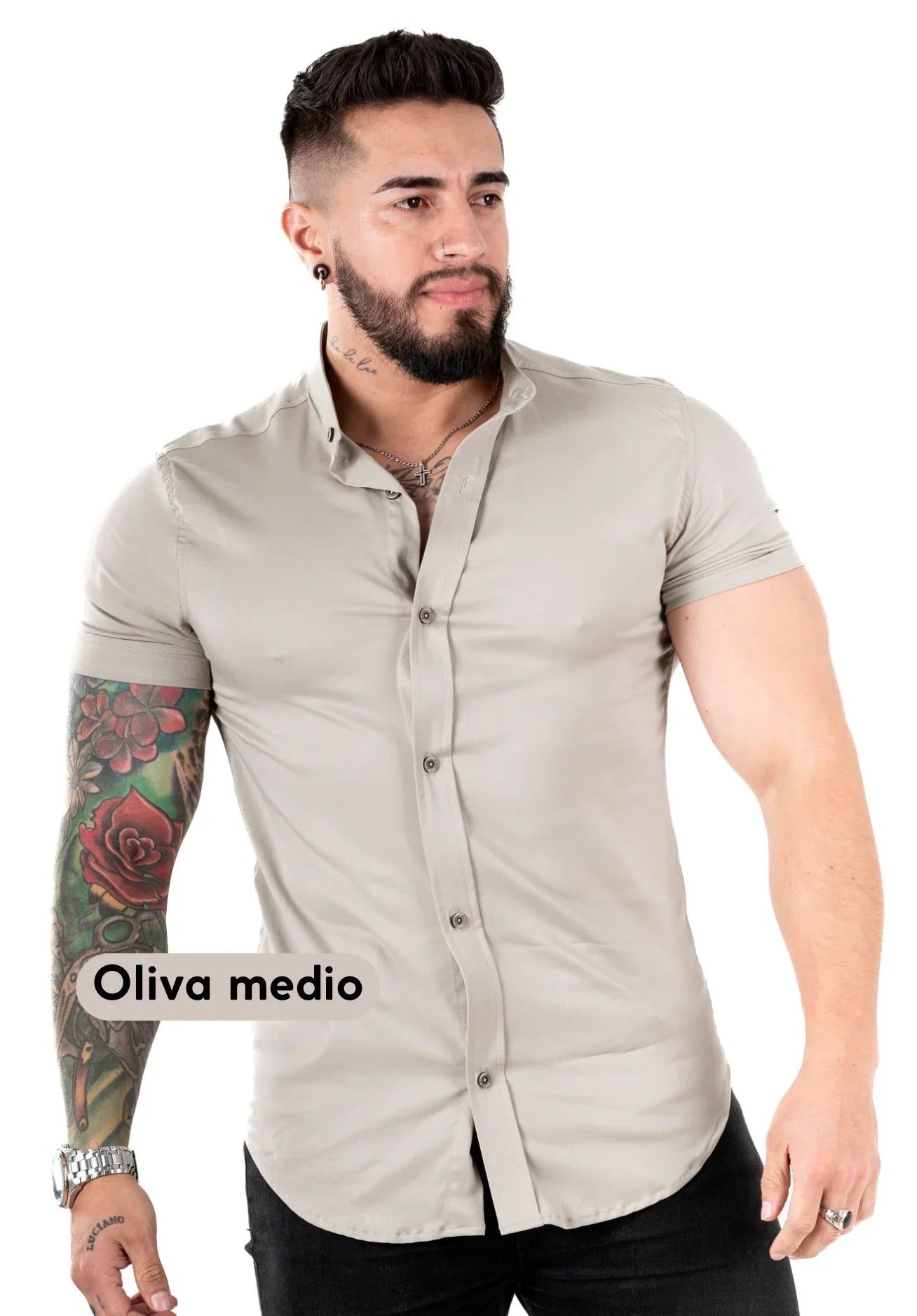 Camisa Chalis Oliva Medio Hombre - Cartedie