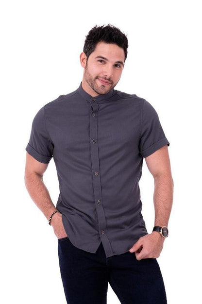 CAMISAS CUELLO MAO MANGA CORTA HOMBRE - DIFERENTES COLORES - SEDA FRIA - BASICA - Cartedie