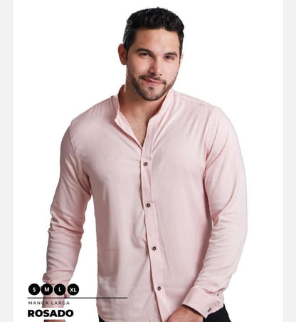 CAMISAS CUELLO MAO MANGA LARGA HOMBRE - DIFERENTES COLORES - SEDA FRIA - BASICA - Cartedie