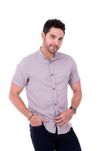 CAMISAS CUELLO MAO MANGA CORTA HOMBRE - DIFERENTES COLORES - SEDA FRIA - BASICA - Cartedie
