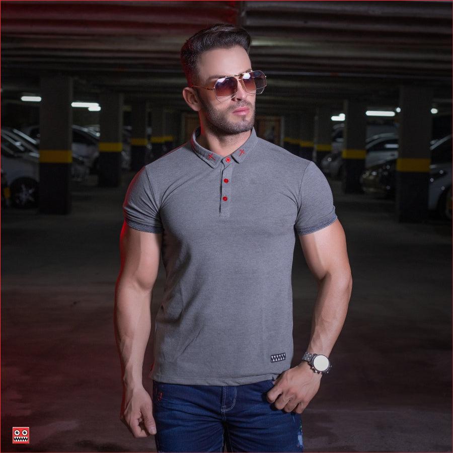 CAMISETA TIPO POLO GRIS HOMBRE REF. 1477 - Cartedie
